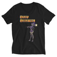 Load image into Gallery viewer, Happy Halloween Witch two Unisex Short Sleeve V-Neck T-Shirt