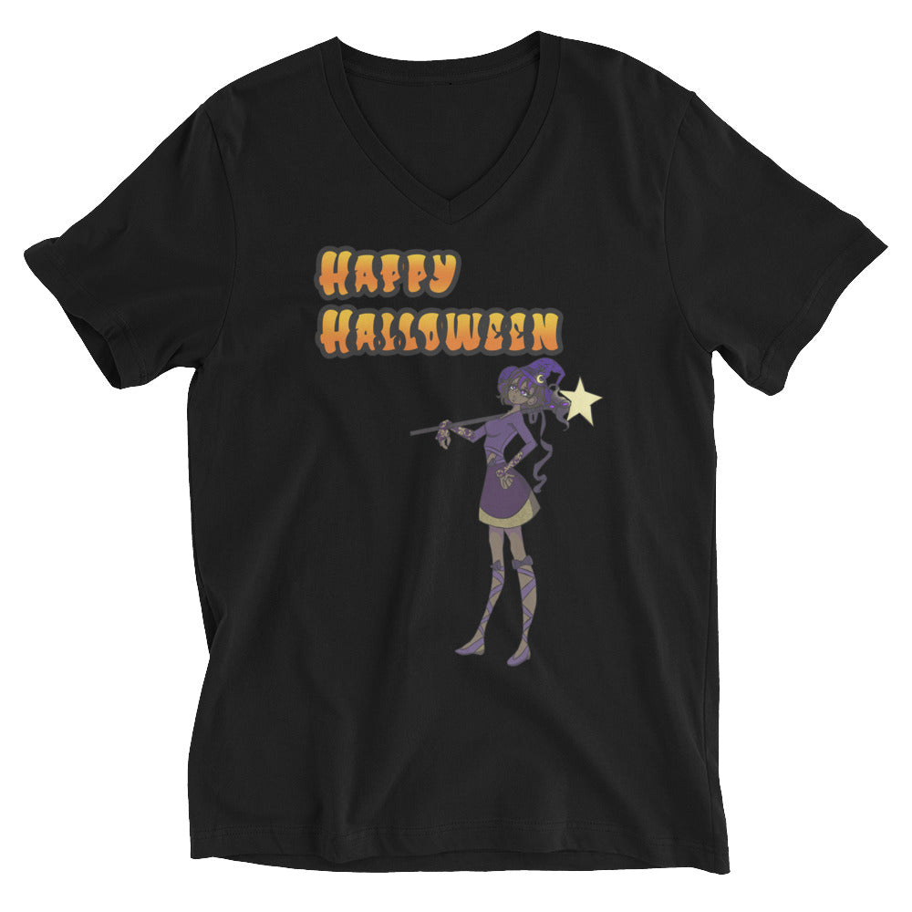 Happy Halloween Witch two Unisex Short Sleeve V-Neck T-Shirt