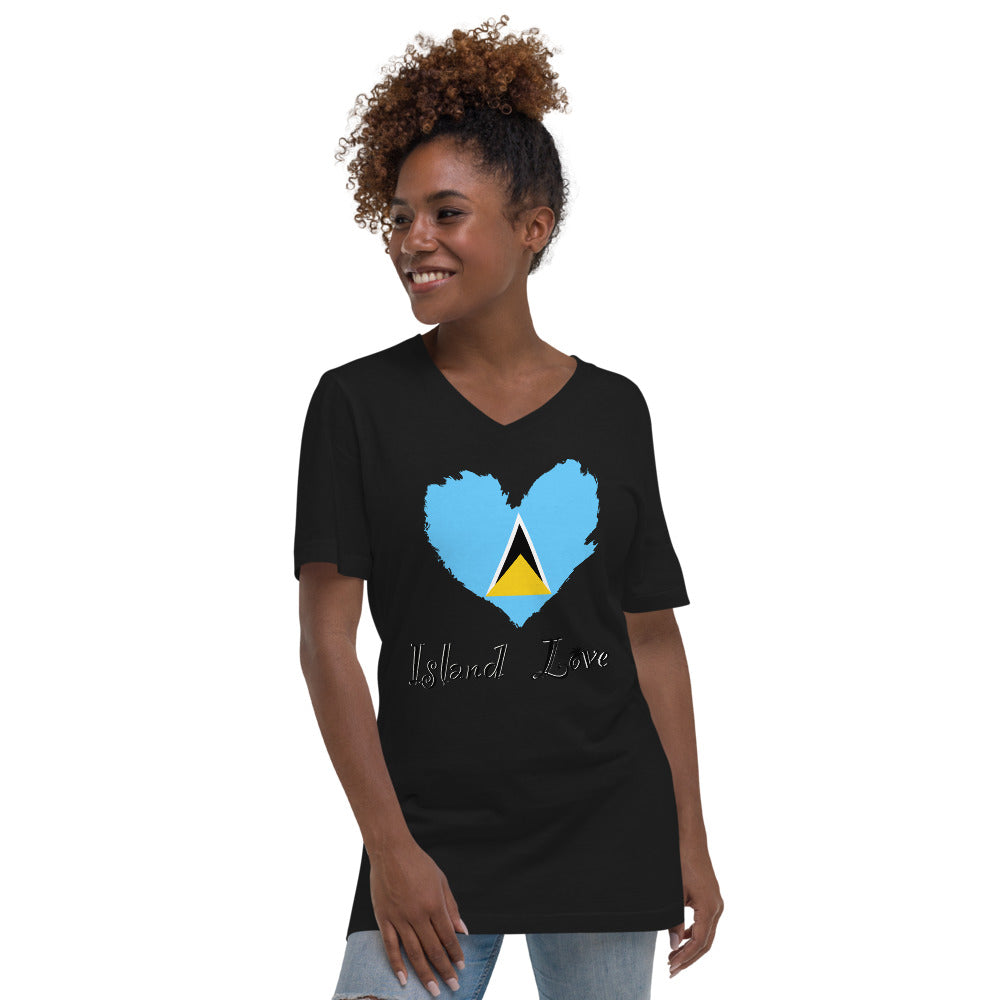 St. Lucia Island Love Unisex Short Sleeve V-Neck T-Shirt