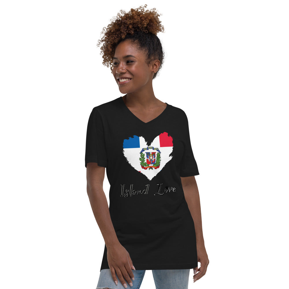 Dominican Republic Island Love Unisex Short Sleeve V-Neck T-Shirt