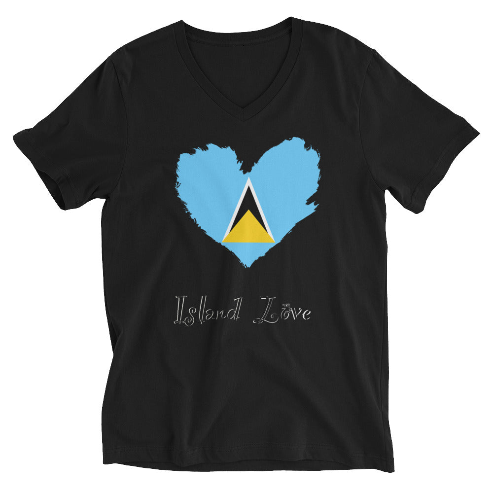 St. Lucia Island Love Unisex Short Sleeve V-Neck T-Shirt